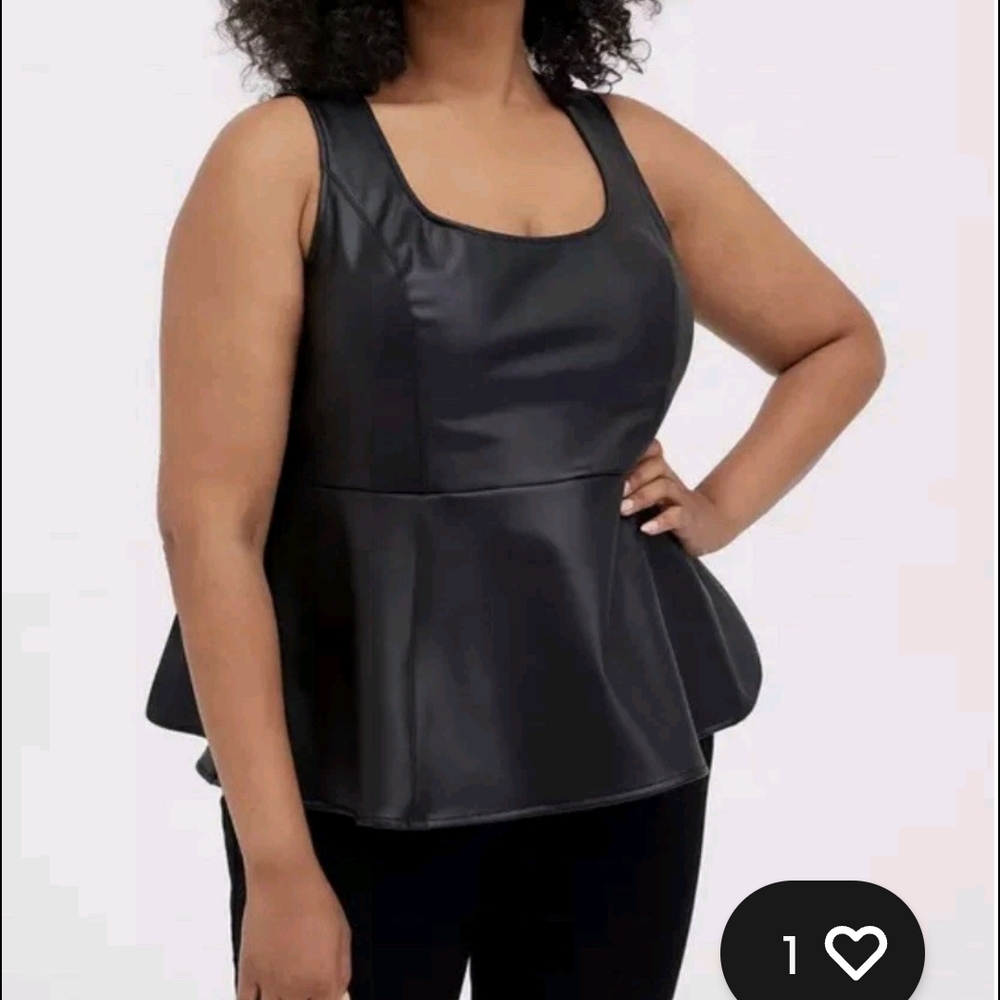 Torrid Black Satin Peplum Tank Top